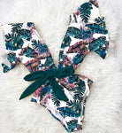 Sexy One Piece Floral Print Bodysuit Monokini