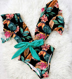 Sexy One Piece Floral Print Bodysuit Monokini