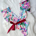 Sexy One Piece Floral Print Bodysuit Monokini