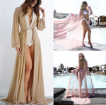 Feminino Sexy Transparent Beach Maxi Dress