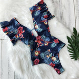 Sexy One Piece Floral Print Bodysuit Monokini