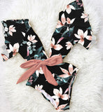 Sexy One Piece Floral Print Bodysuit Monokini